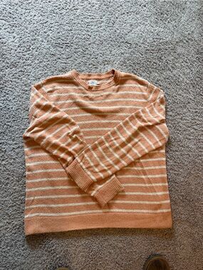 Faherty Brand Mens XXL Terracotta Orange Striped Organic Cotton Crewneck Sweater